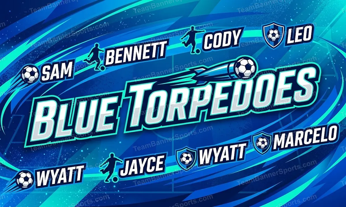 Blue Torpedoes soccer team banner created with AI
