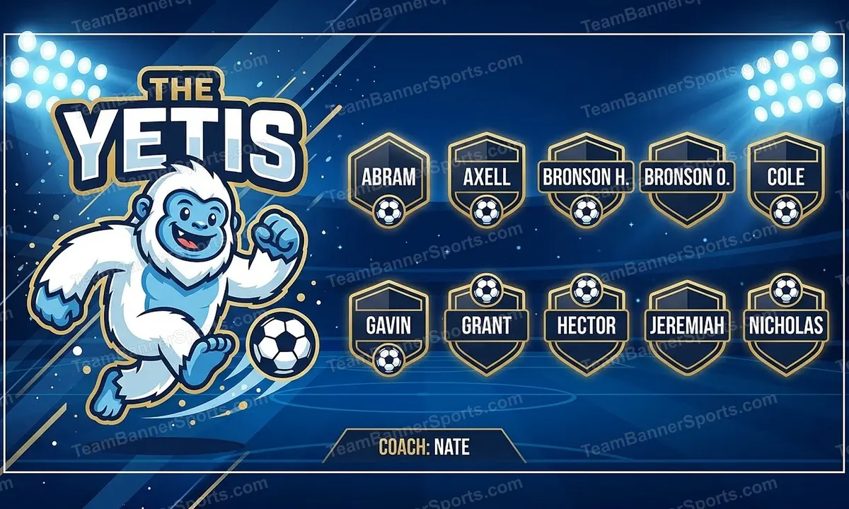The Yetis soccer team banner created with AI