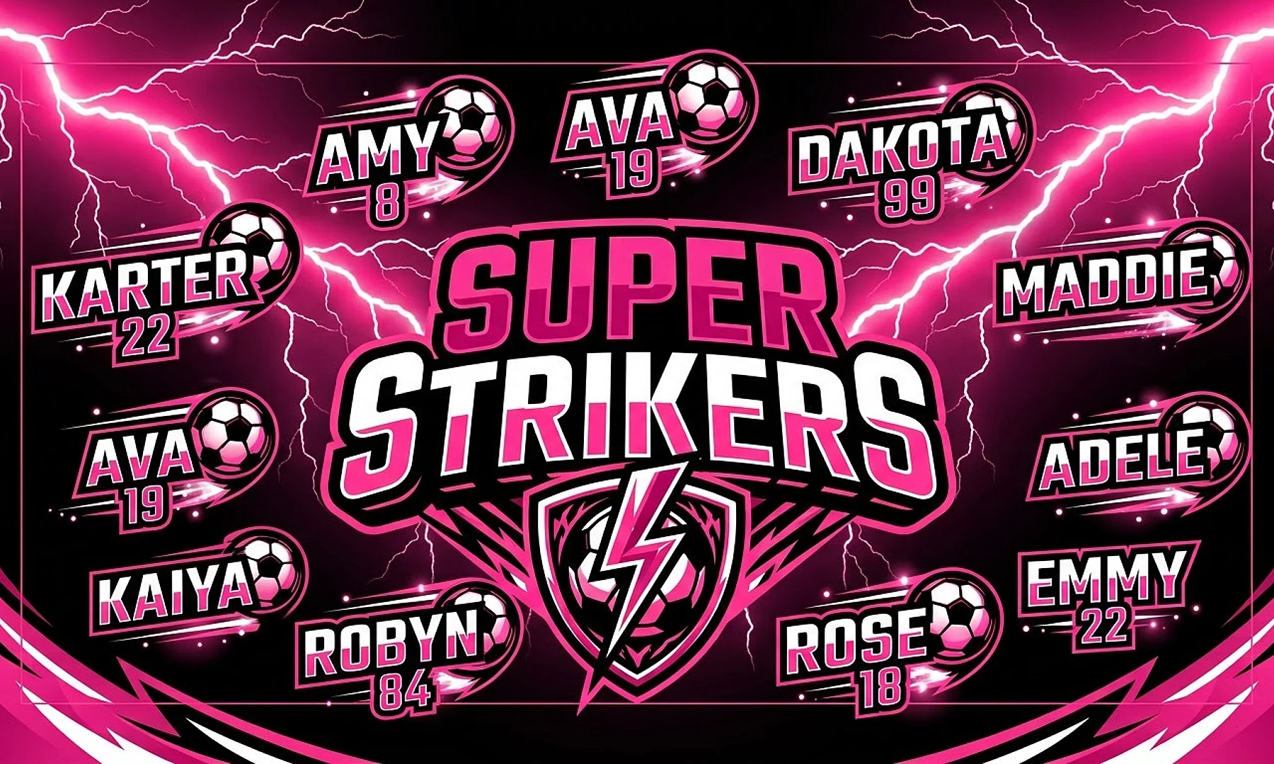 Super Strikers soccer team banner created with AI