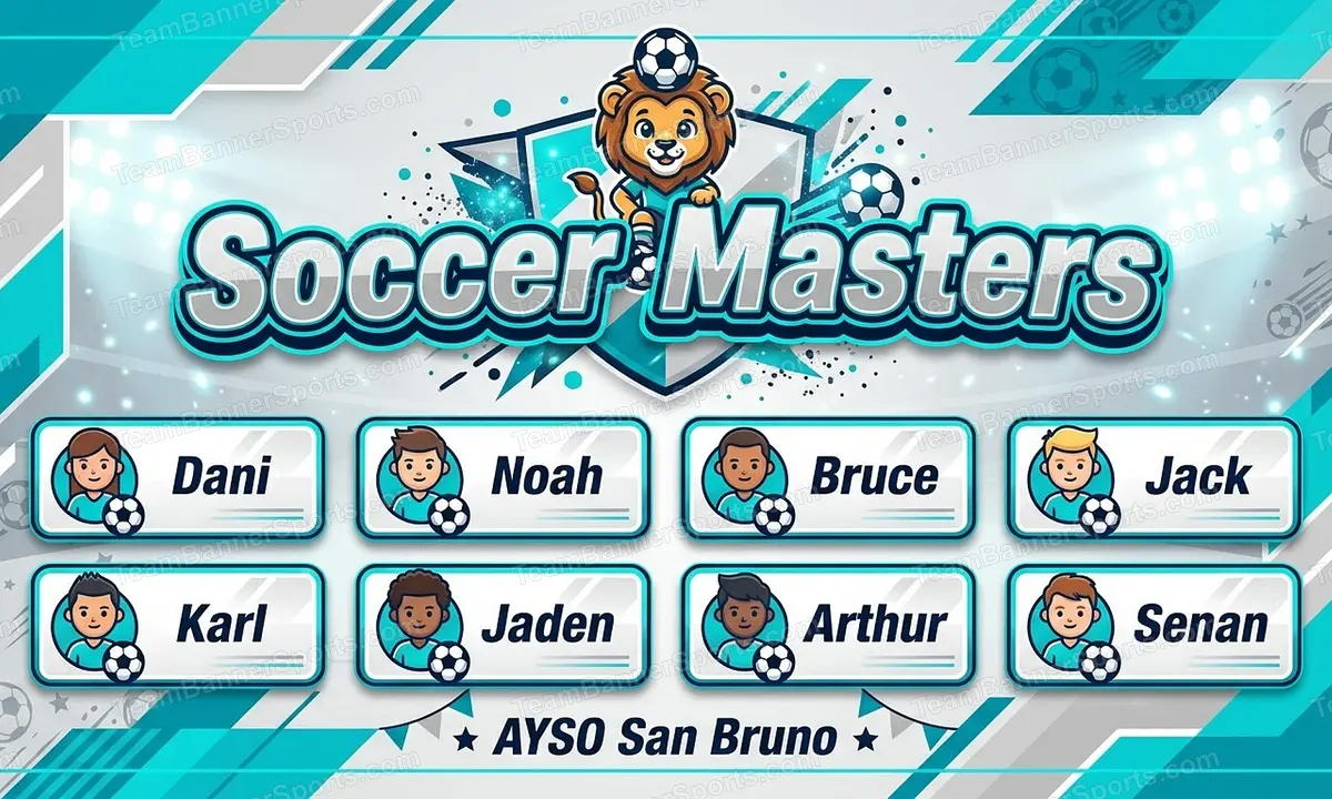 Soccer Masters soccer team banner created with AI
