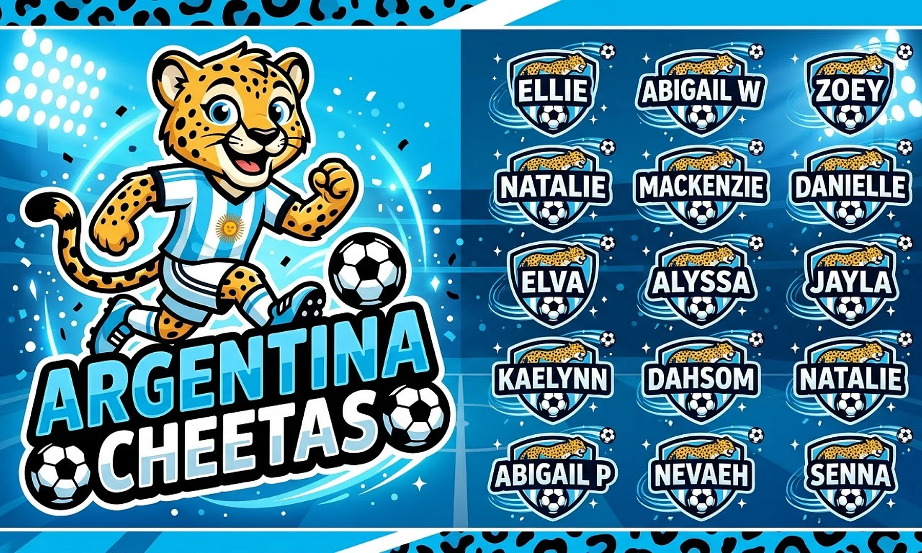 Argentina Cheetas soccer team banner created with AI