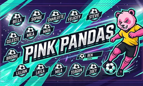 Pink Pandas Soccer AI image template