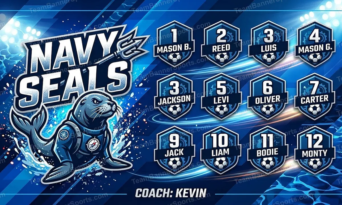 Navy Seals soccer team banner created with AI