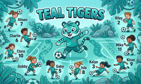 Teal Tigers Soccer AI image template