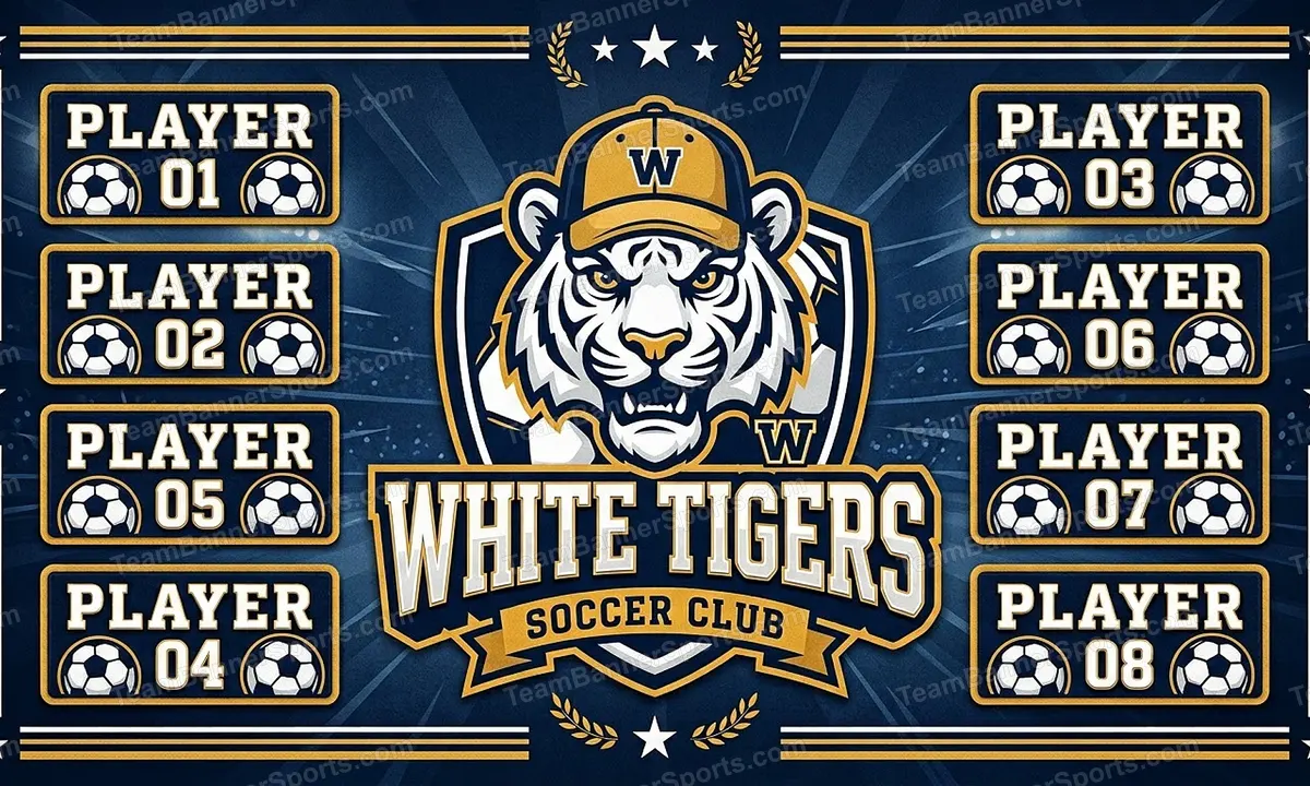 White Tigers soccer team banner created with AI