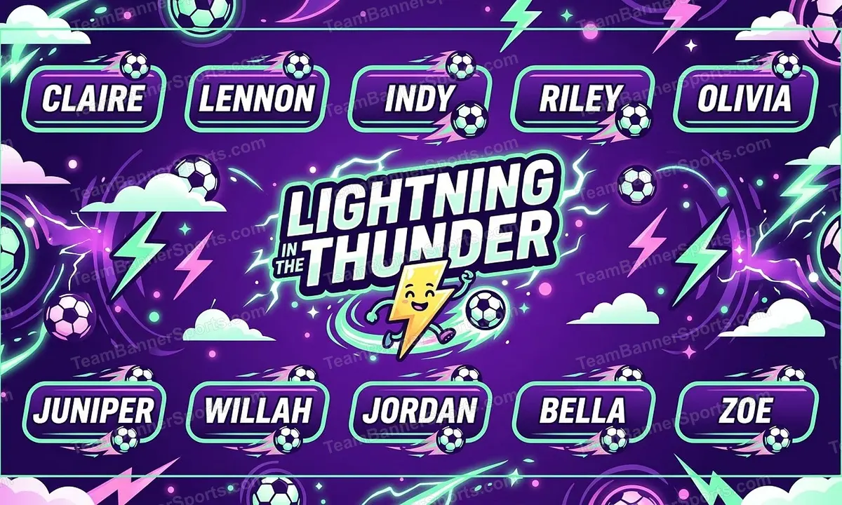 Lightning in the thunder soccer team banner created with AI