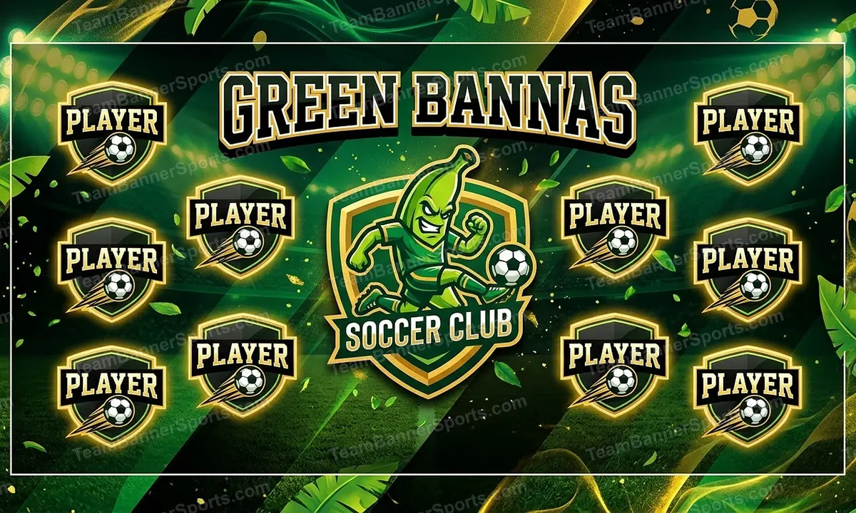 Green bannas soccer team banner created with AI