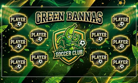 Green bannas Soccer AI image template