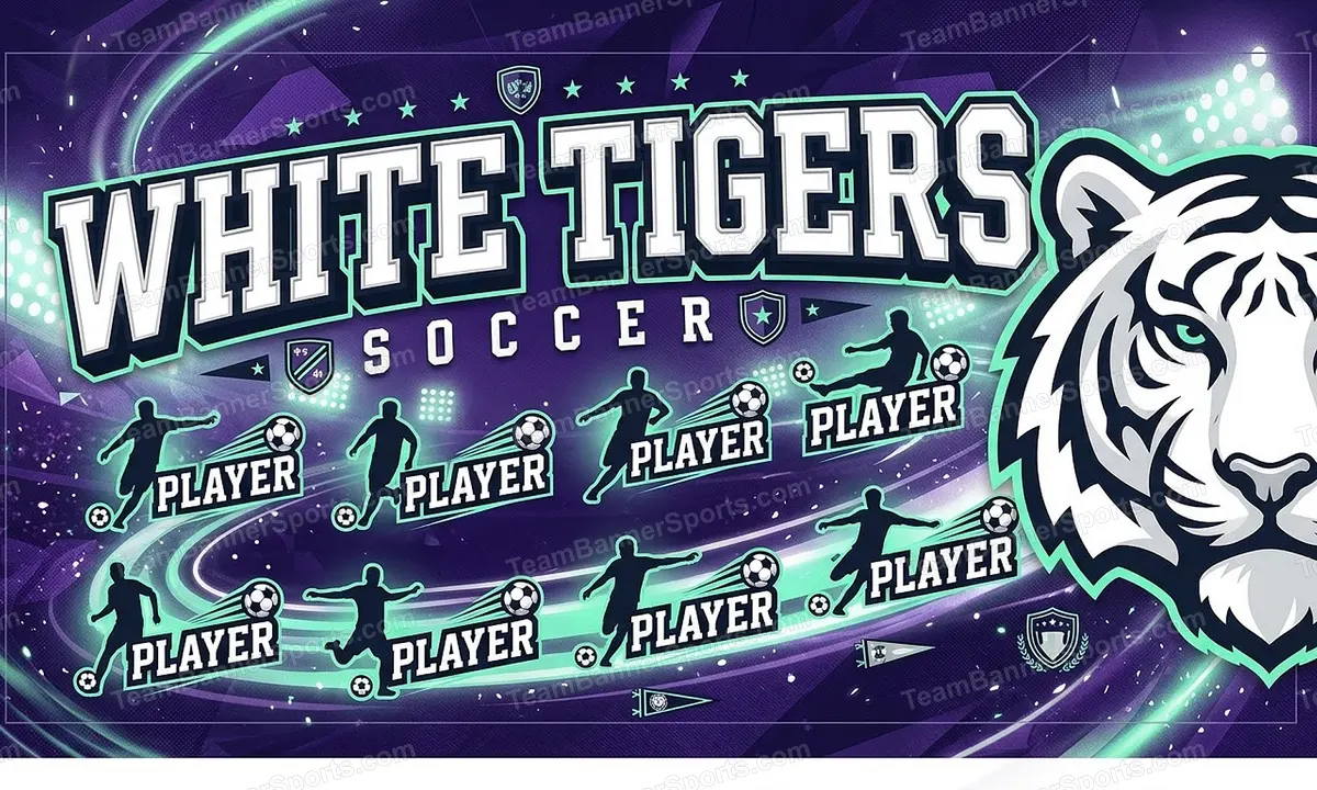 White Tigers soccer team banner created with AI