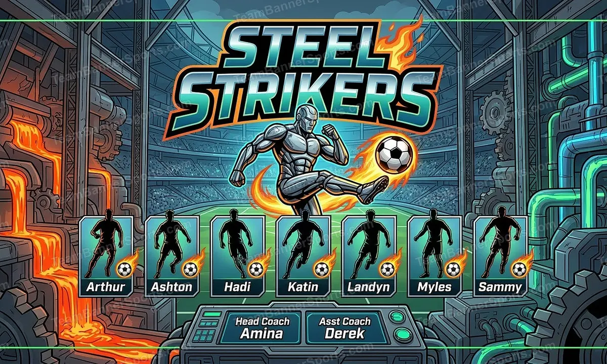 Steel Strikers soccer team banner created with AI