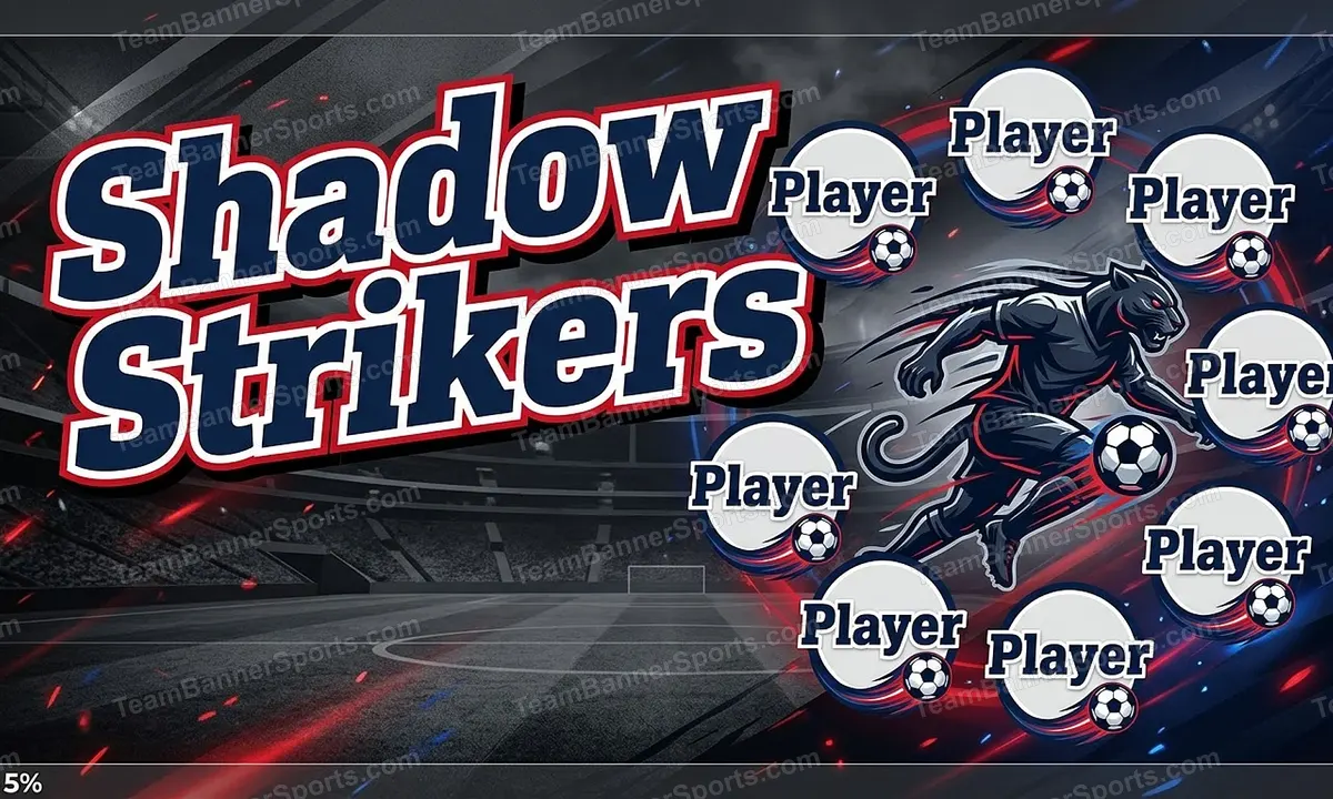 Shadow Strikers soccer team banner created with AI