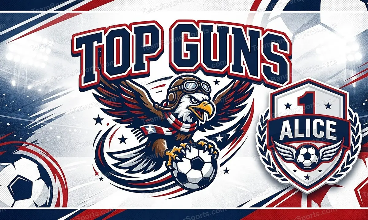 Top Guns soccer team banner created with AI