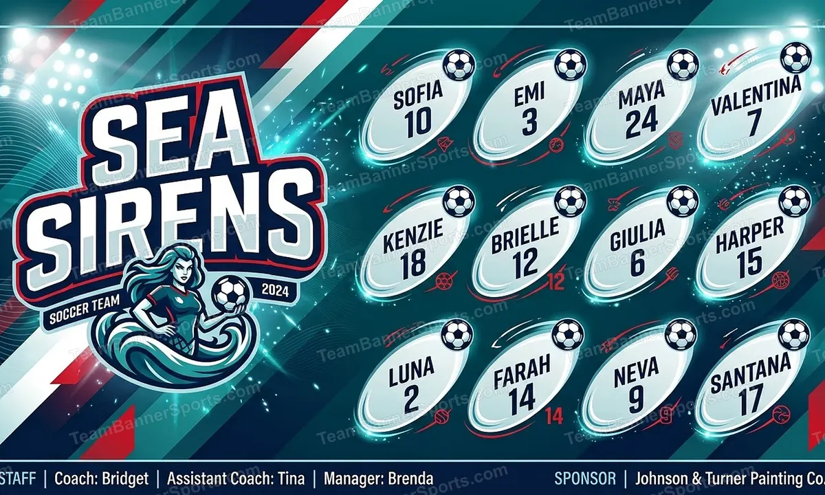 Sea Sirens soccer team banner created with AI