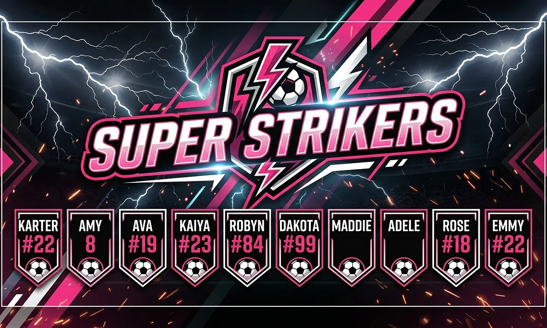 Super Strikers soccer team banner created with AI