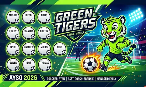 Green Tigers Soccer AI image template