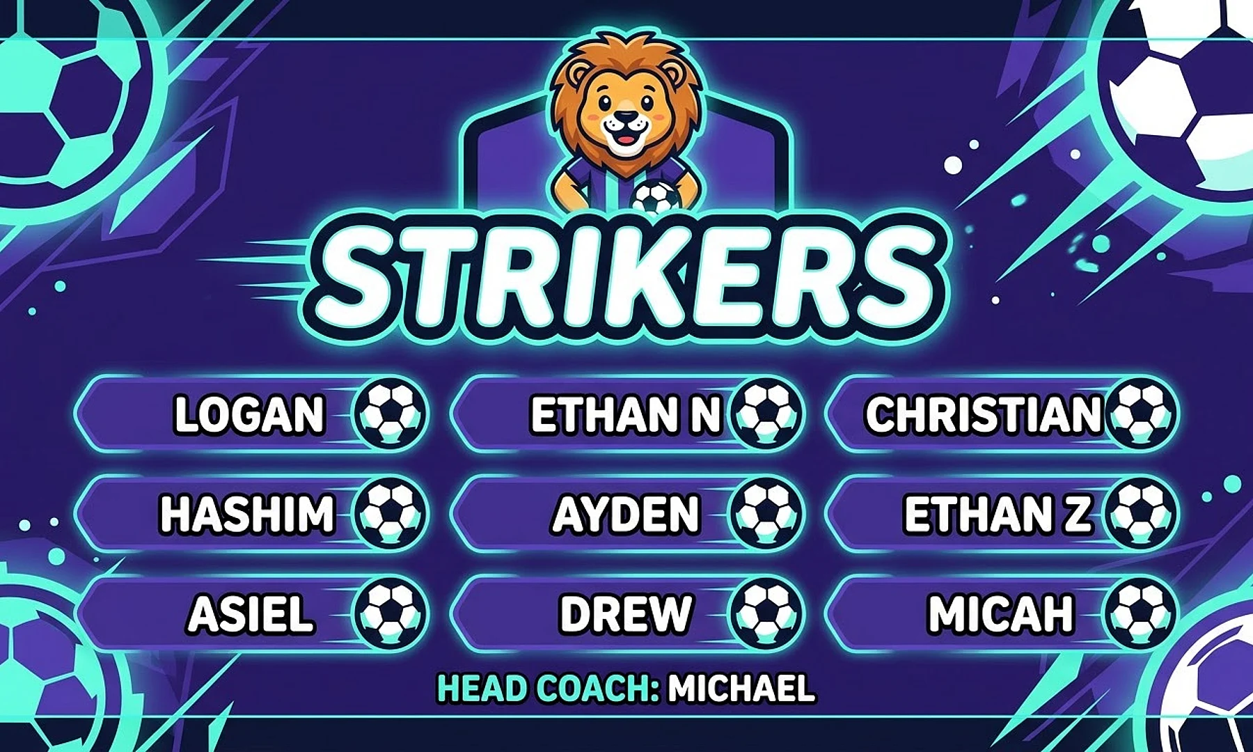 Strikers soccer team banner created with AI