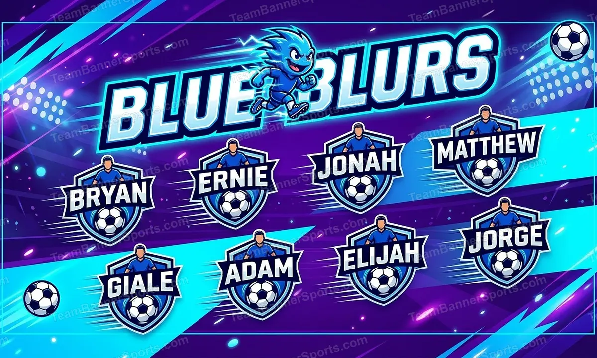 Blue Blurs soccer team banner created with AI