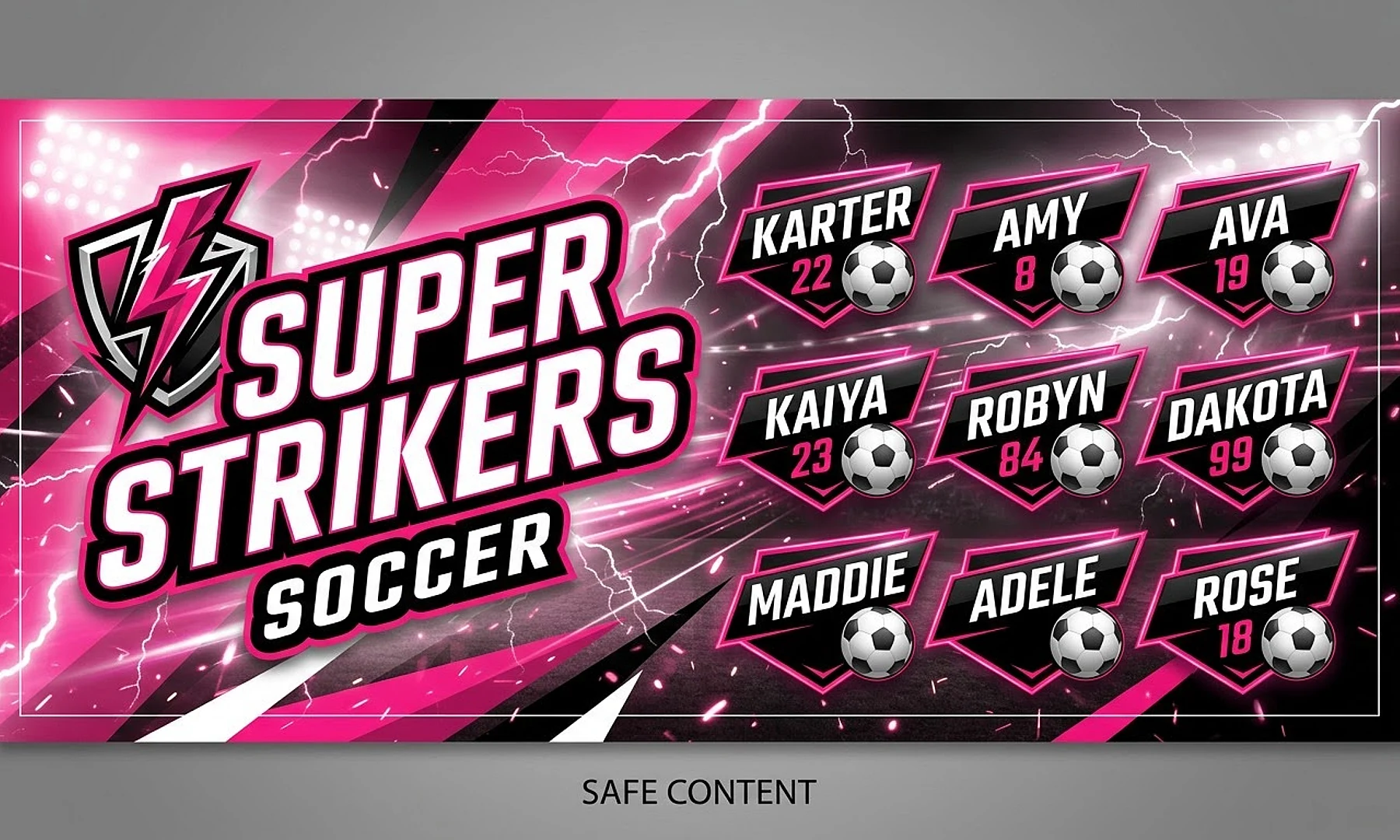 Super Strikers soccer team banner created with AI