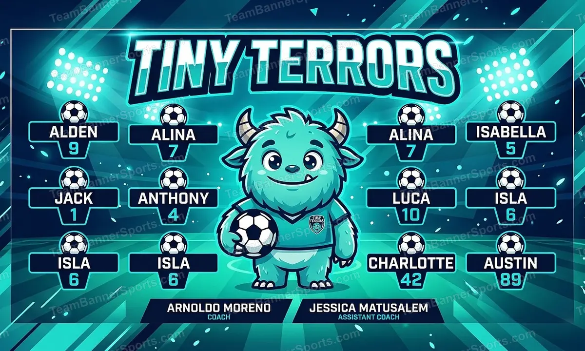 Tiny Terrors soccer team banner created with AI