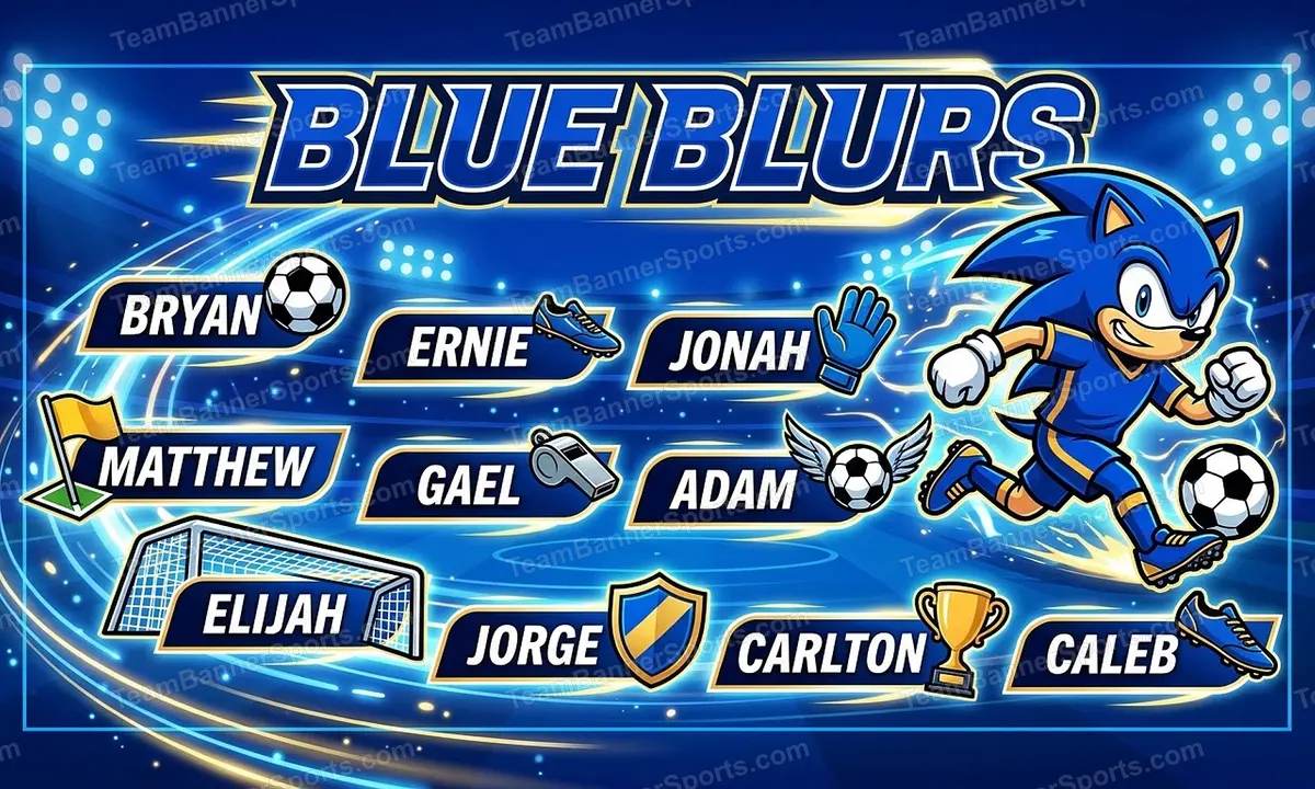 Blue Blurs soccer team banner created with AI