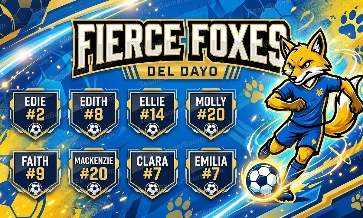 Fierce Foxes soccer team banner created with AI
