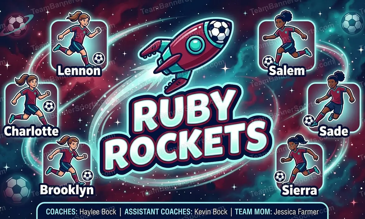 Ruby Rockets soccer team banner created with AI