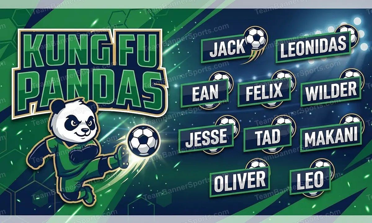 Kung Fu Pandas soccer team banner created with AI