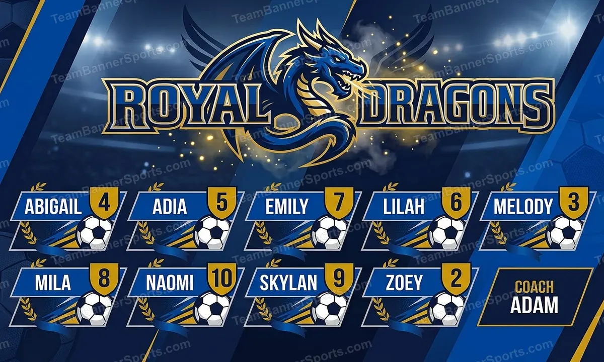 Royal Dragons soccer team banner created with AI