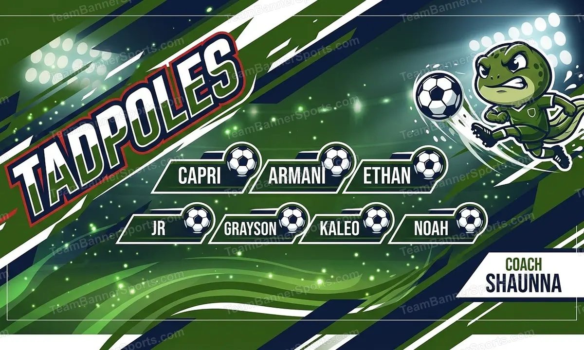 Tadpoles soccer team banner created with AI