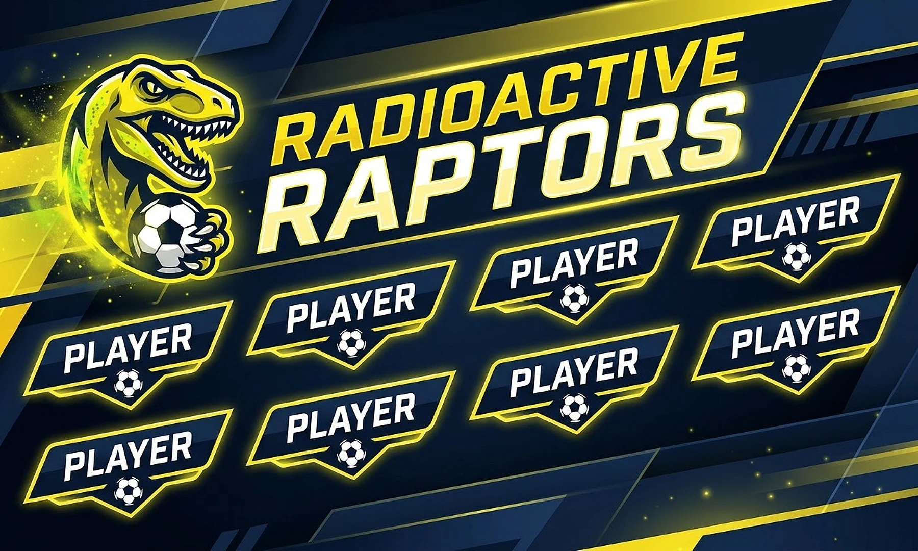 Radioactive Raptors soccer team banner created with AI