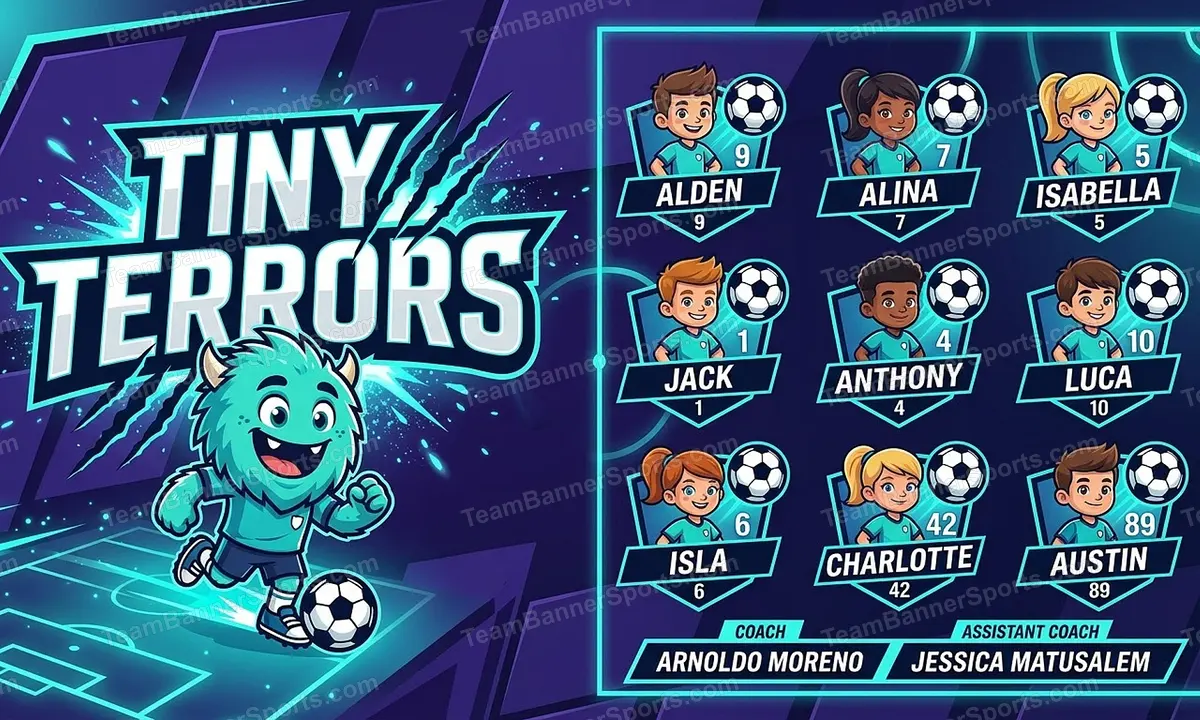 Tiny Terrors soccer team banner created with AI