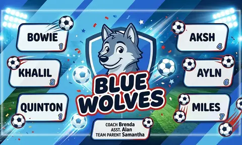 Blue Wolves Soccer AI image template