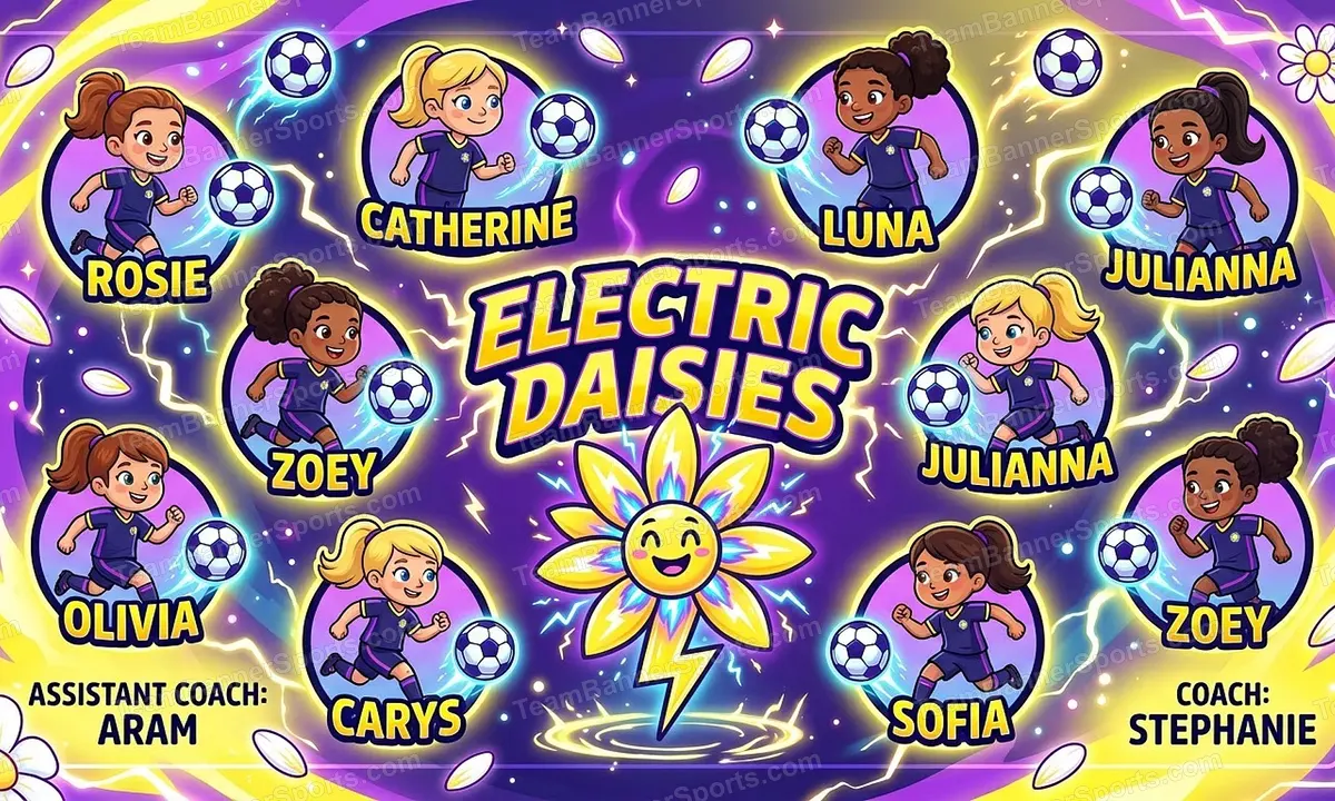 Electric Daisies soccer team banner created with AI