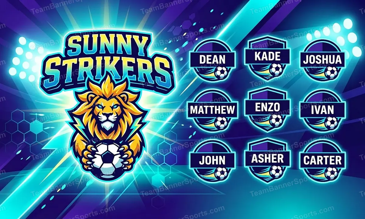 Sunny Strikers soccer team banner created with AI