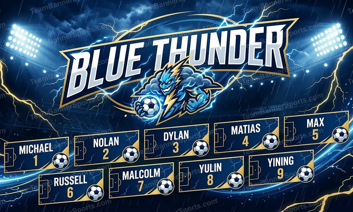 Blue Thunder soccer team banner created with AI