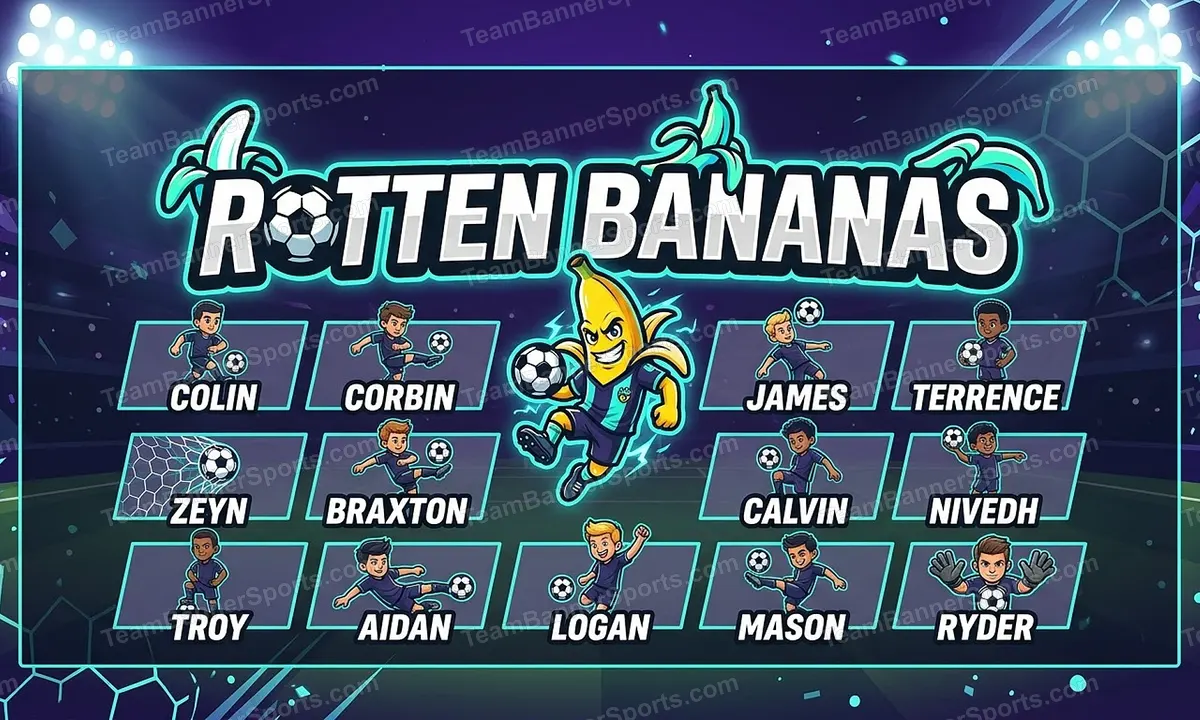 Rotten Bananas soccer team banner created with AI