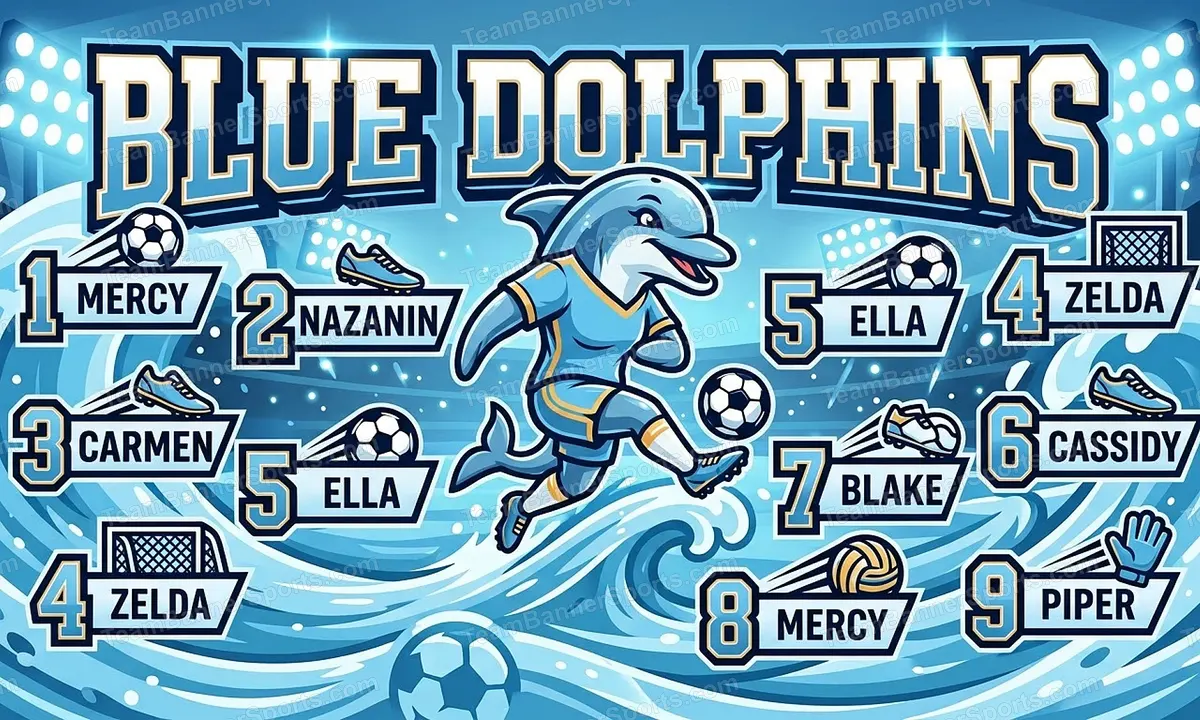 Blue Dolphins soccer team banner created with AI