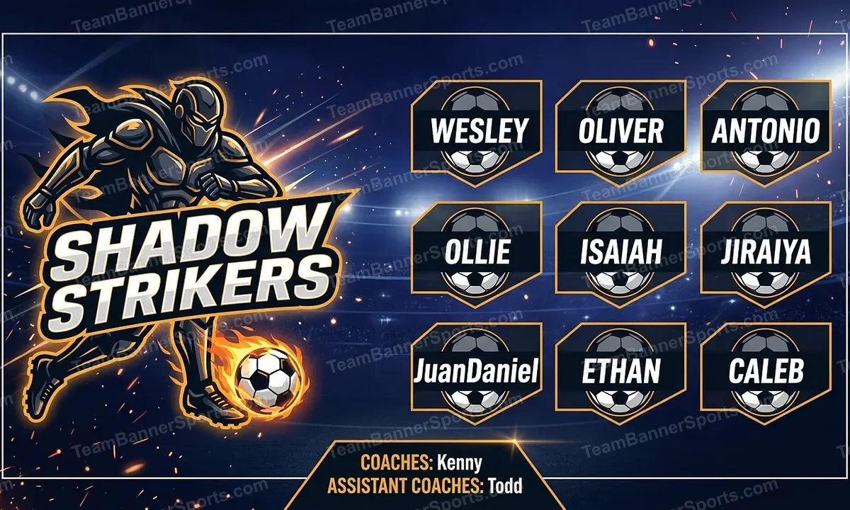 Shadow Strikers soccer team banner created with AI