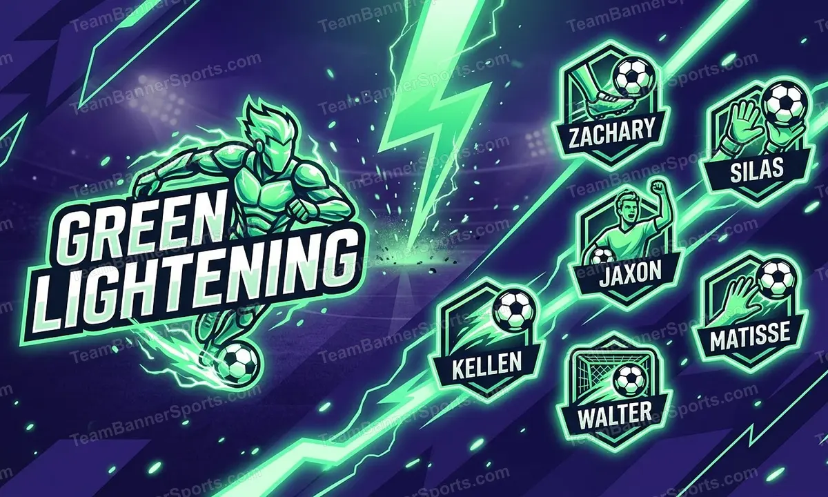 Green Lightening soccer team banner created with AI
