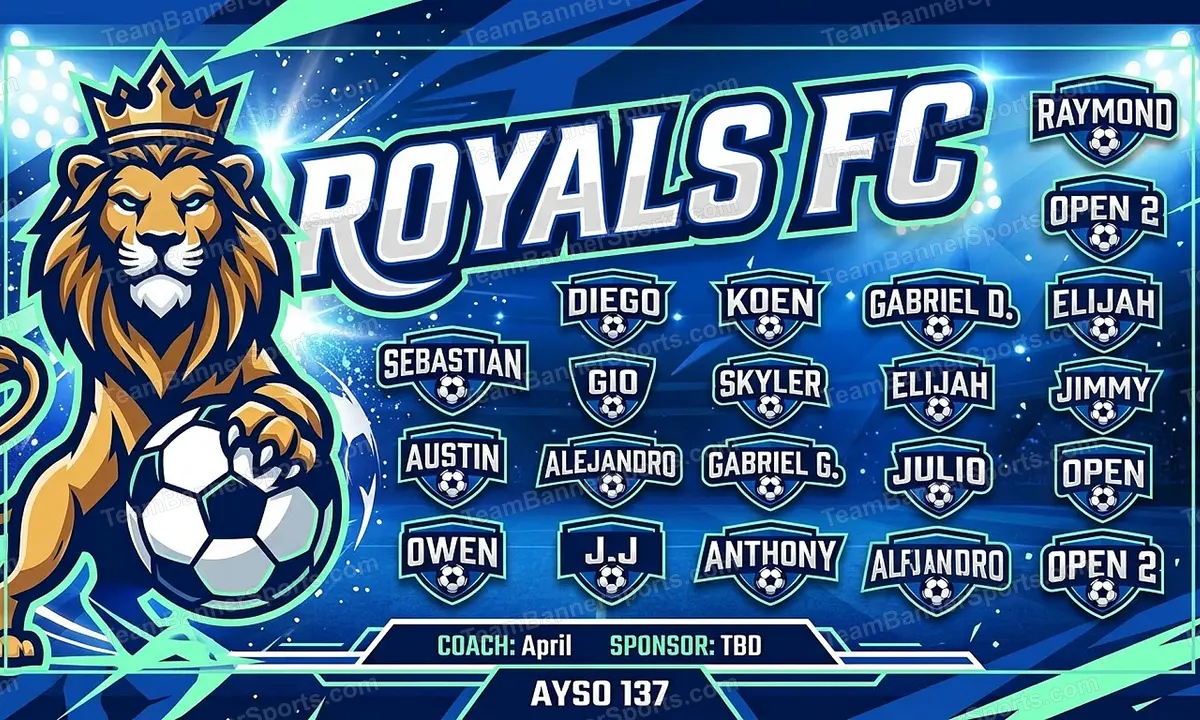 Royals FC soccer team banner created with AI