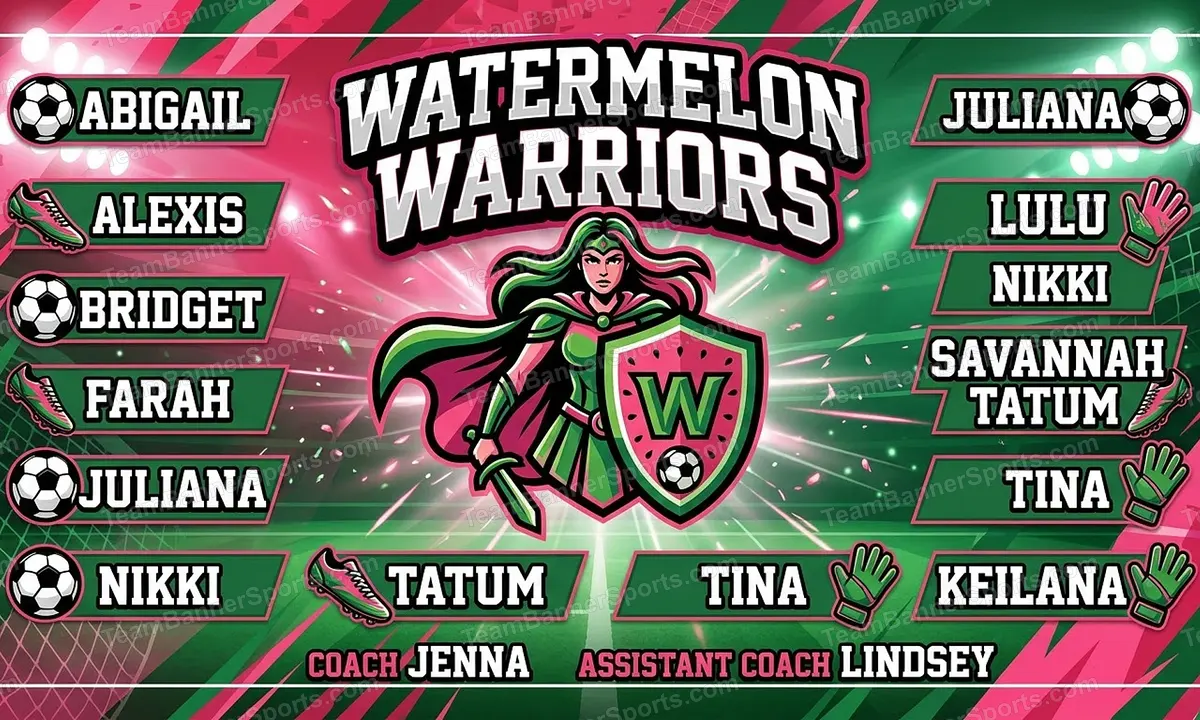 Watermelon Warriors soccer team banner created with AI