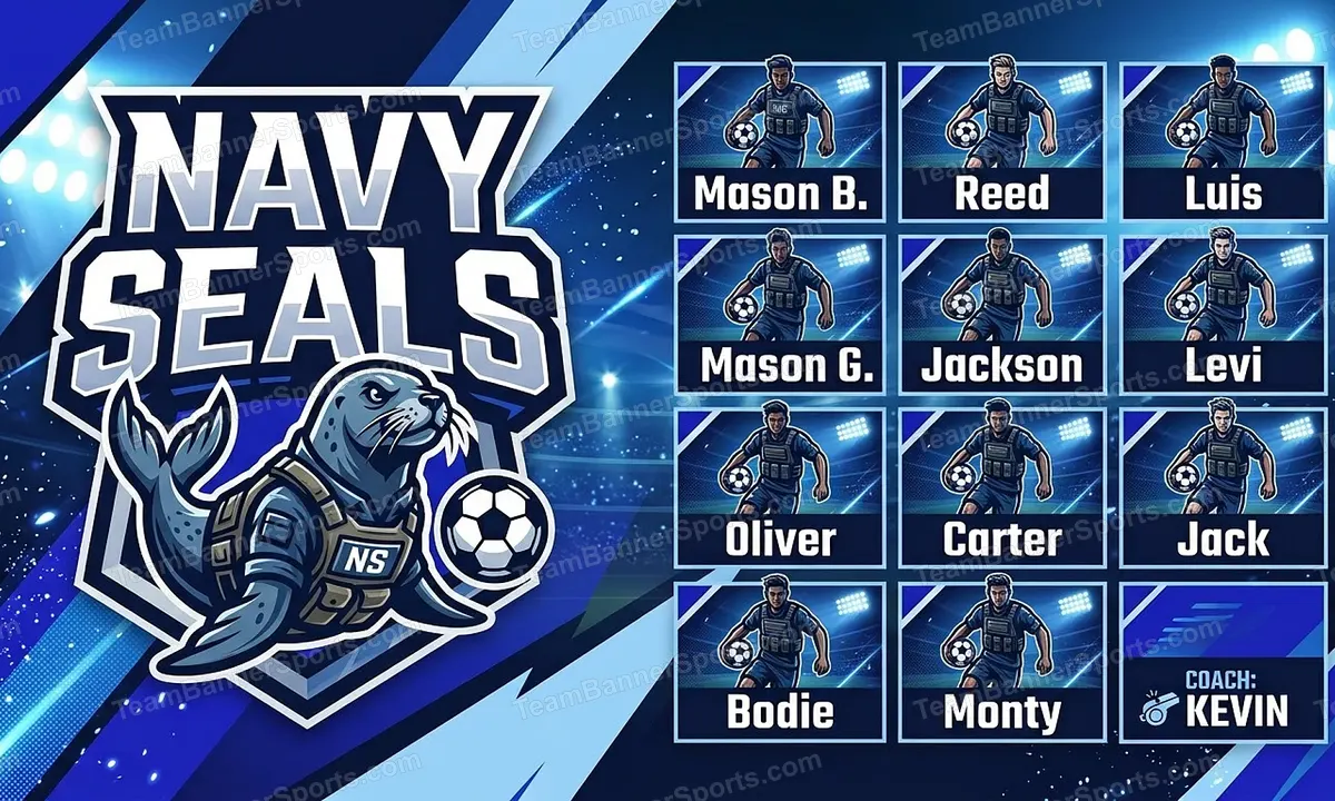Navy Seals soccer team banner created with AI