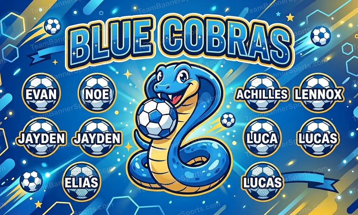 Blue Cobras soccer team banner created with AI