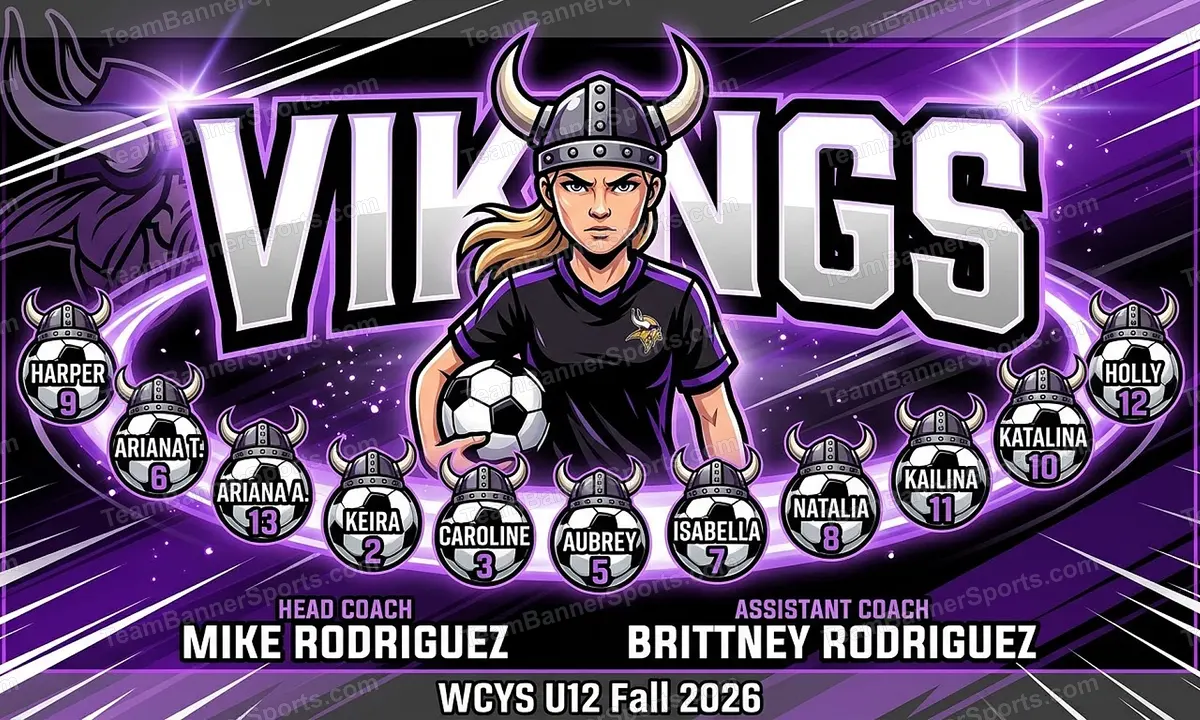Vikings soccer team banner created with AI