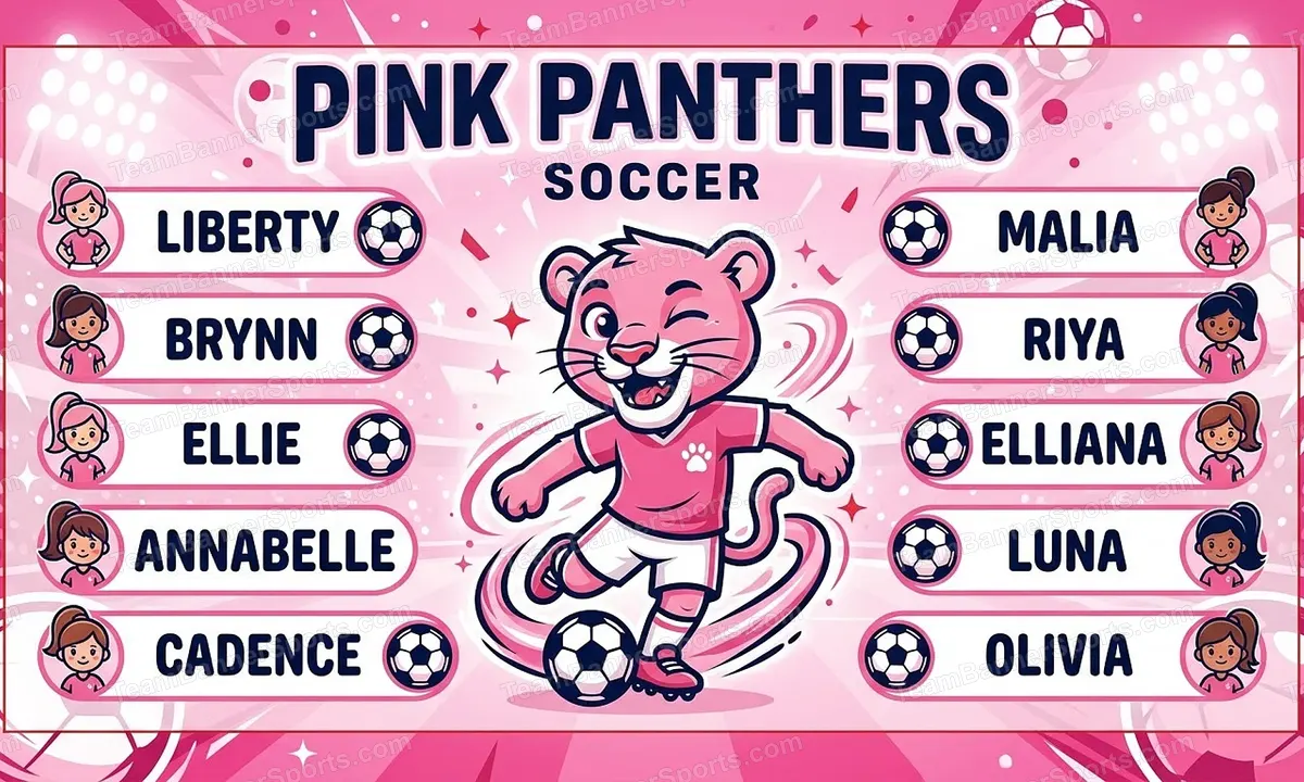 Pink Panthers soccer team banner created with AI