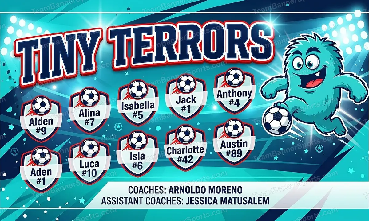 Tiny Terrors soccer team banner created with AI