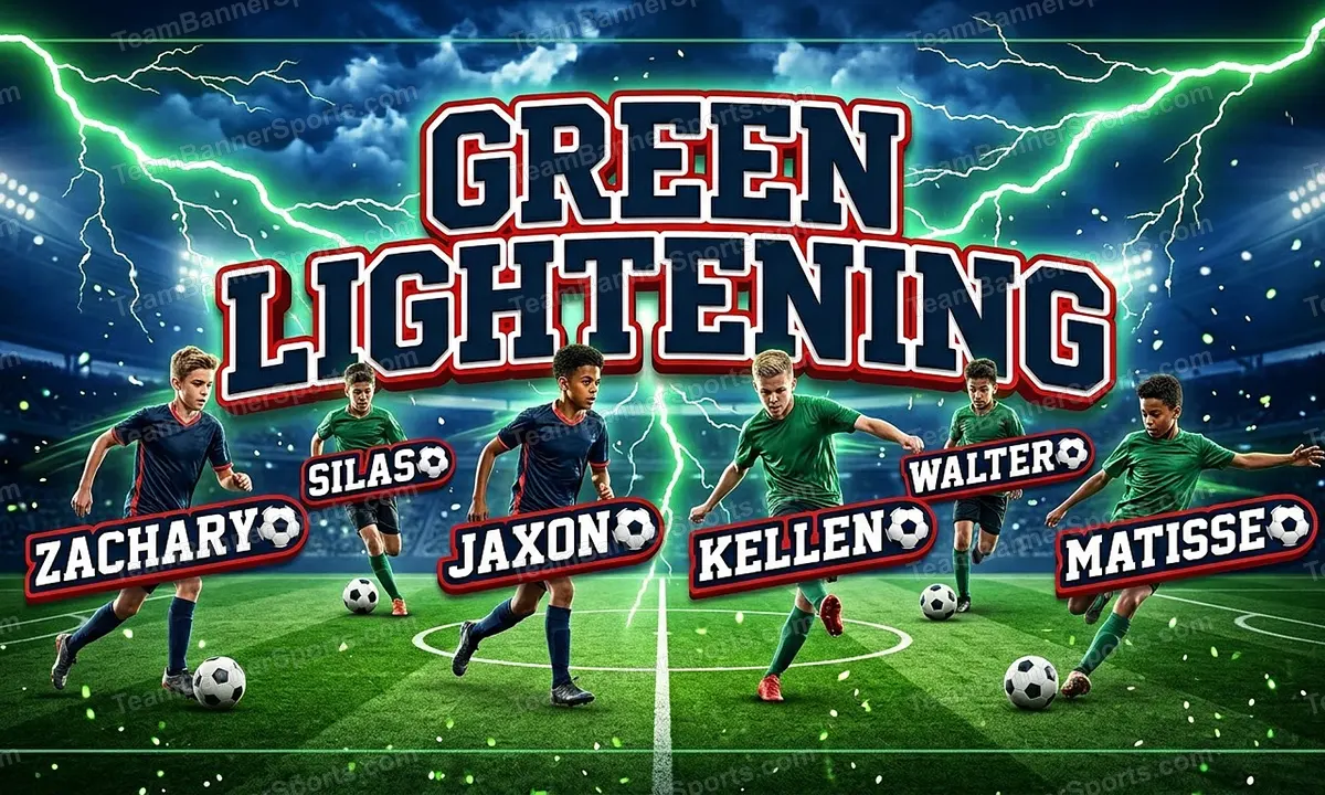 Green Lightening soccer team banner created with AI