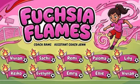 Fuchsia Flames Soccer AI image template
