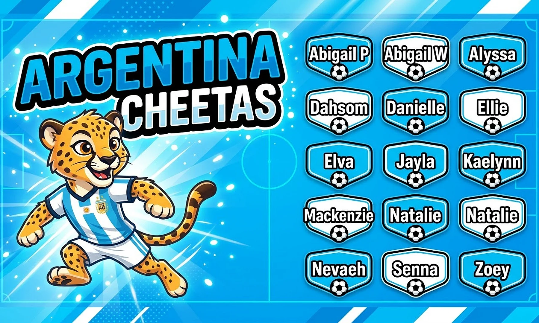 Argentina Cheetas soccer team banner created with AI
