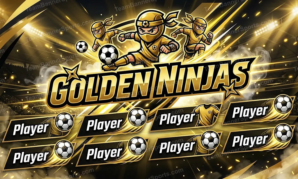 Golden Ninjas soccer team banner created with AI